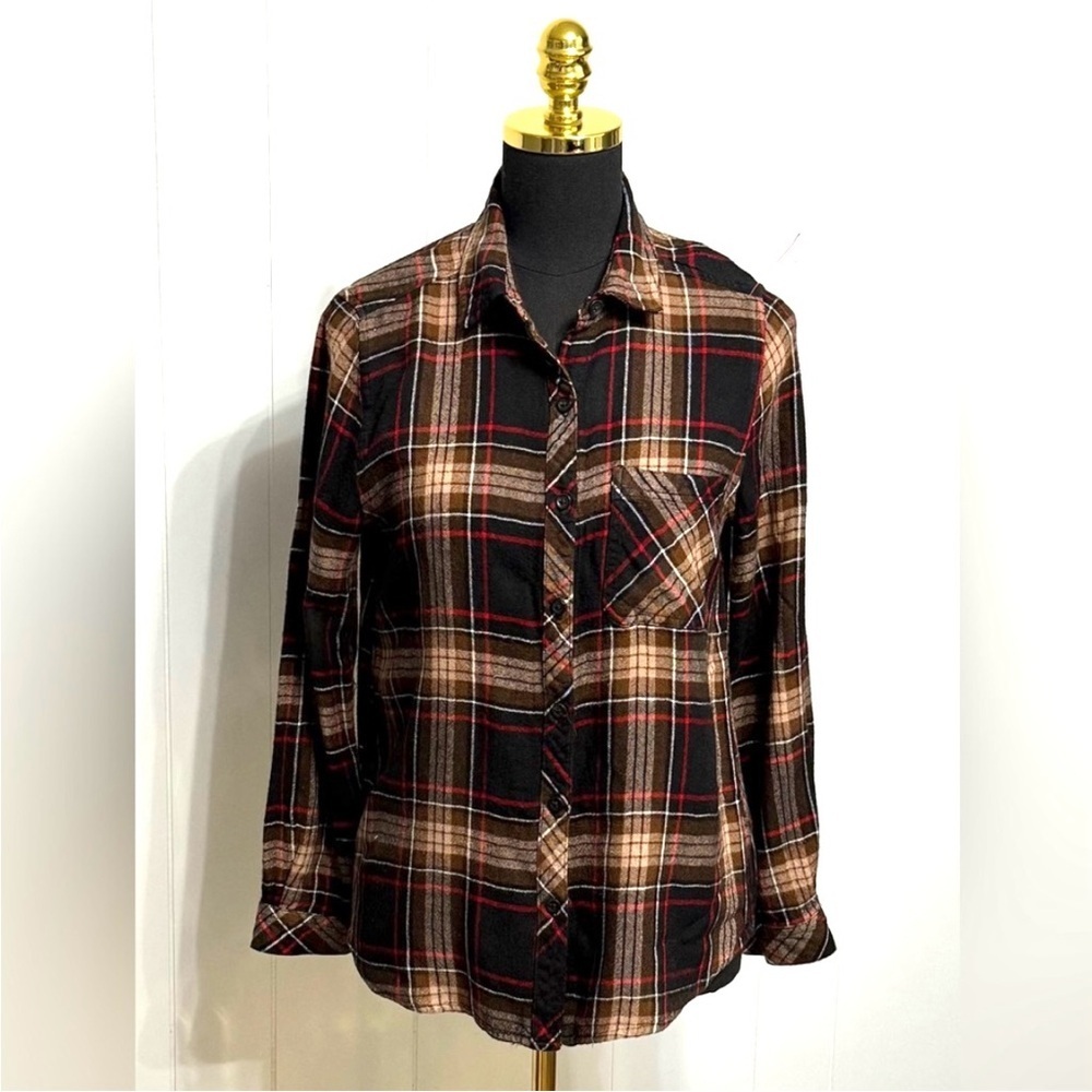 #14)  Beachlunchlounge Multicolor Plaid Flannel Shirt. Soft